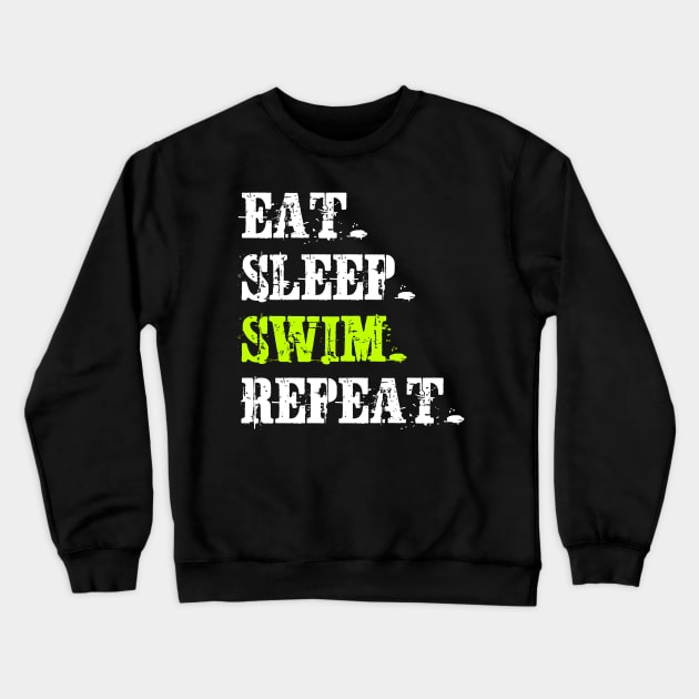 Eat Sleep Swim Repeat Crewneck Sweatshirt by ZenCloak